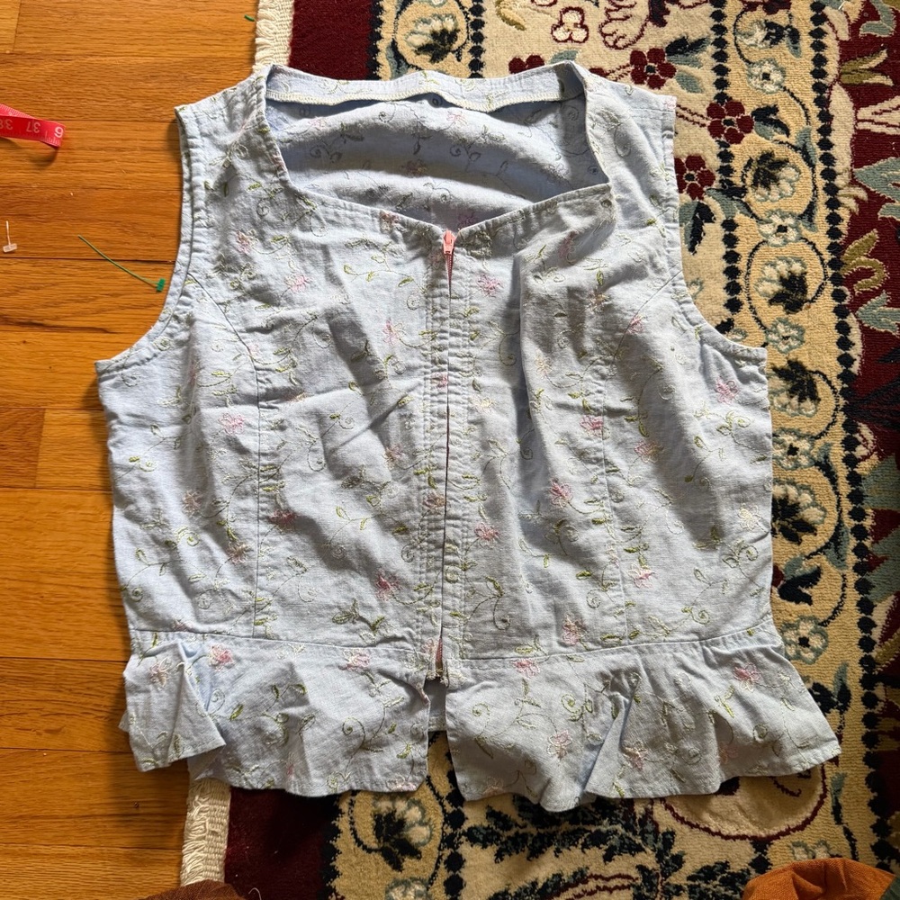 Blue embroidered waistcoat vest